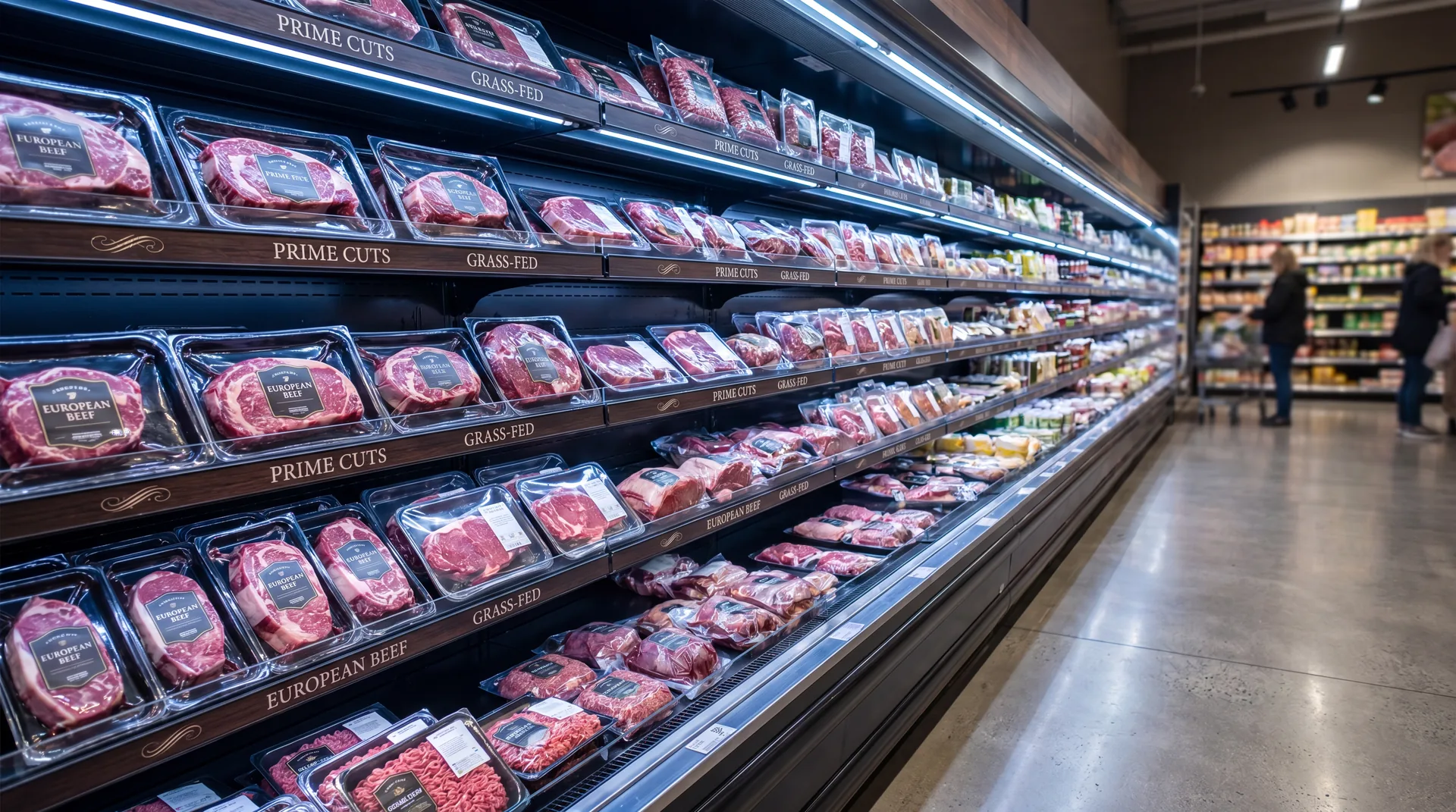 Gôndola europeia premium de proteína embalada